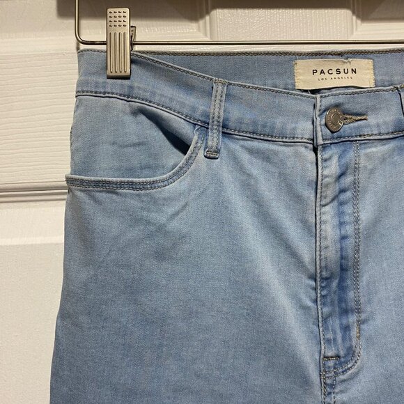 PacSun Women's Light Wash Blow Out Knee Super High Rise Jeggings Size 29 Long - Picture 4 of 6